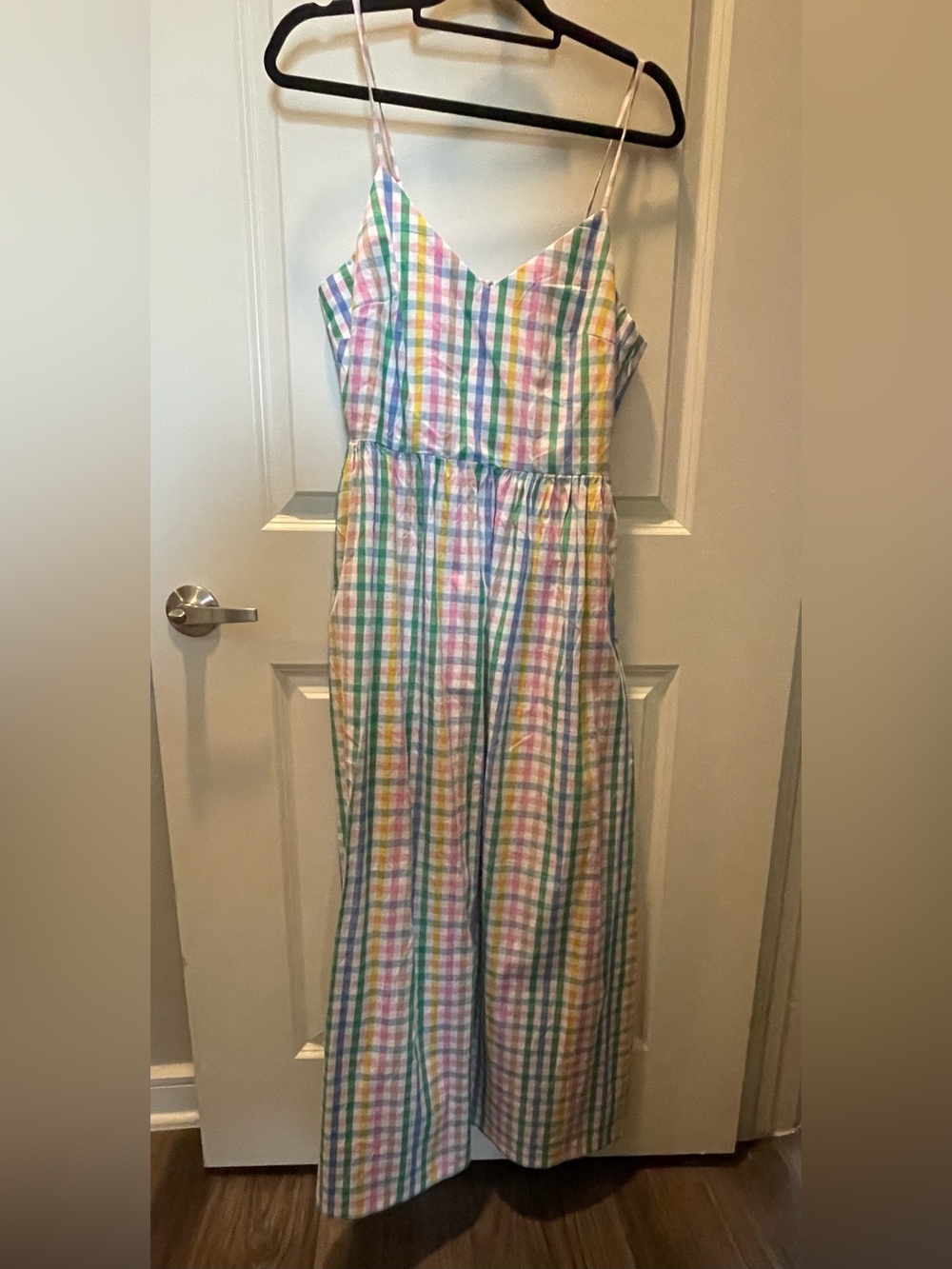 J. Crew Multicolor Pastel Gingham Maxi Dress